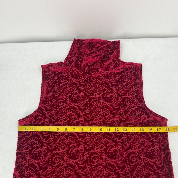 Liz Claiborne Women Size Medium Sleeveless Red Velvet Turtleneck Top - Picture 6 of 8